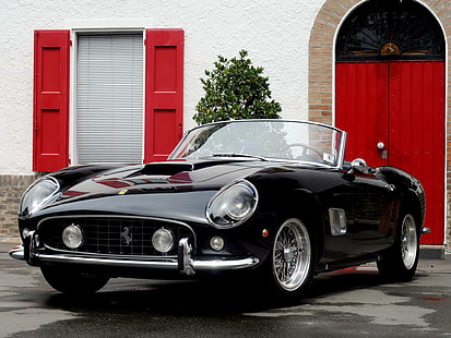 Ferrari California, Ferrari, negro, antiguo, california, clásico, coches, Fondo de pantalla HD HD wallpaper