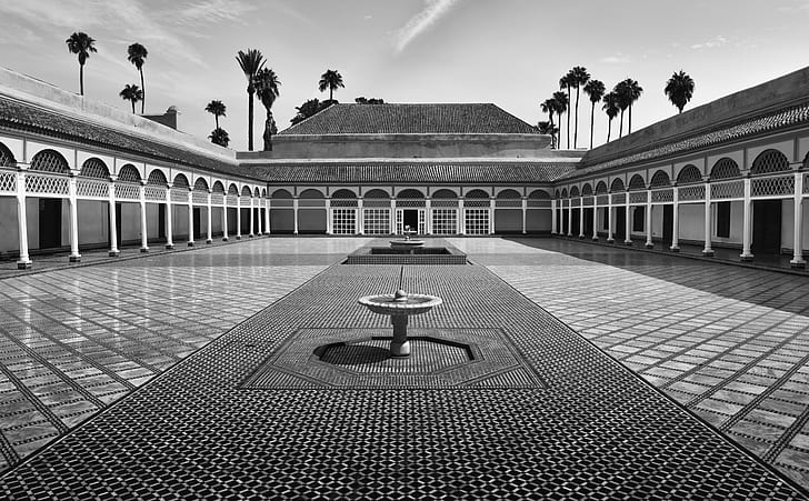 yard, Maroko, Marrakech, Bahia Palace, Wallpaper HD