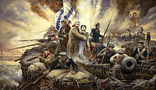 военна живопис, масло, картина, платно, „Защитавай Севастопол!“, художник Василий Нестеренко, HD тапет HD wallpaper