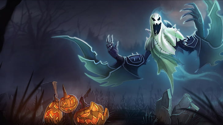Тыквы Halloween Ghost, призрак, хэллоуин, тыквы, праздники, HD обои