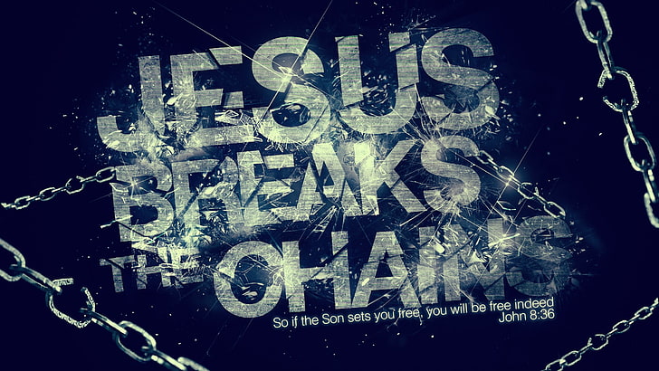 Jesus Breaks The Chains overlay teks, Jesus Christ, God, Wallpaper HD