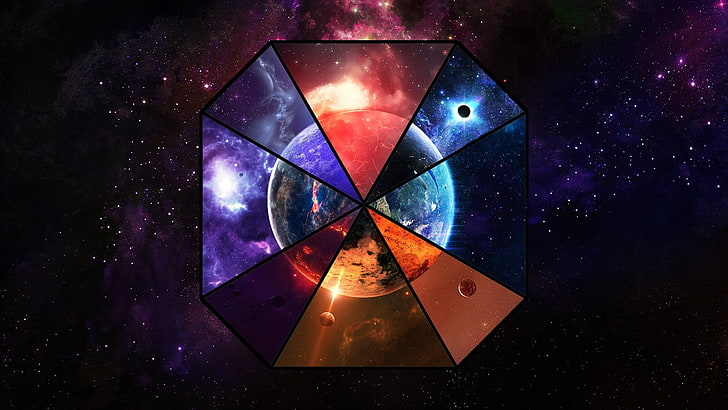 Ilustración multicolor de la Tierra, planeta, espacio, nebulosa, Tierra, Photoshop, Fondo de pantalla HD
