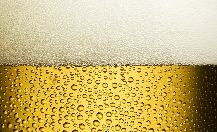 Cerveza, burbujas de cerveza, comida y bebida, gotas, cerveza, fondo, espuma, Fondo de pantalla HD