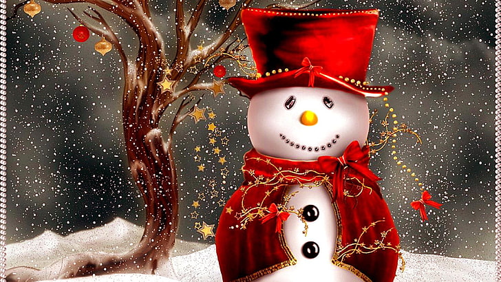 雪だるま、クリスマス、クリスマスの飾り、クリスマスの飾り、休日、冬、 HDデスクトップの壁紙