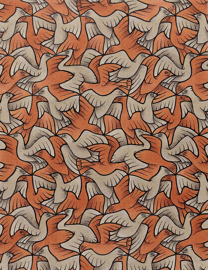 オレンジと茶色の鳥の絵 ドローイング アートワーク M C エッシャー 錯視 対称性 スケッチ 動物 鳥 赤 飛行 翼 Hdデスクトップの壁紙 Wallpaperbetter
