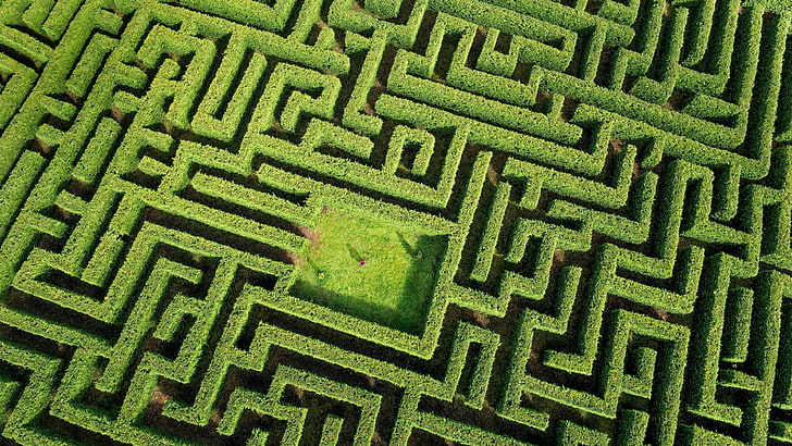 grüne und weiße Chevron-Teppich, Luftbild, Labyrinth, Labyrinth, HD-Hintergrundbild