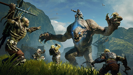 ilustração do grupo de ogros, Terra-média: sombra de Mordor, videogame, Talion, HD papel de parede HD wallpaper