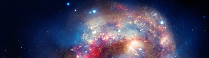 carta da parati galassia, display multiplo, stelle, spazio, colorato, galassia, universo, Sfondo HD