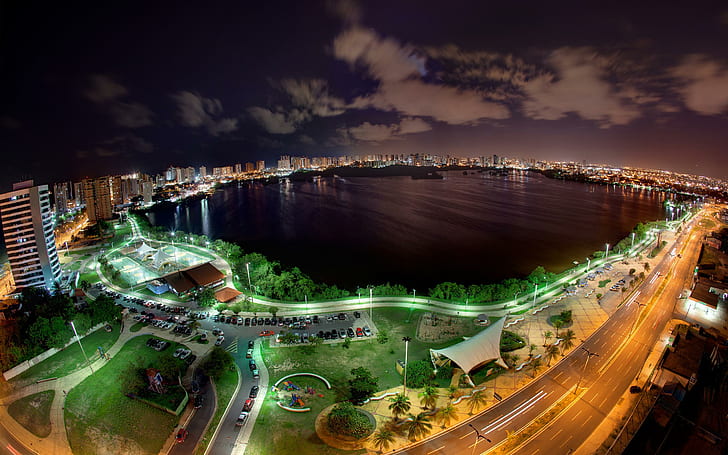 ブラジルオープン都市景観、夜、ブラジル、都市、都市景観、 HDデスクトップの壁紙
