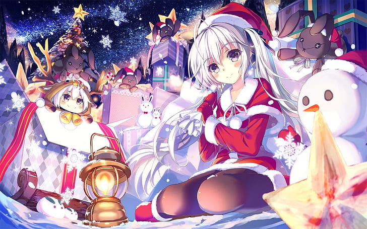 Anime Girls, Christmas, Yosuga no Sora, Kasugano Sora, Girl in Santa costume postać z anime, anime girls, boże narodzenie, yosuga no sora, kasugano sora, Tapety HD