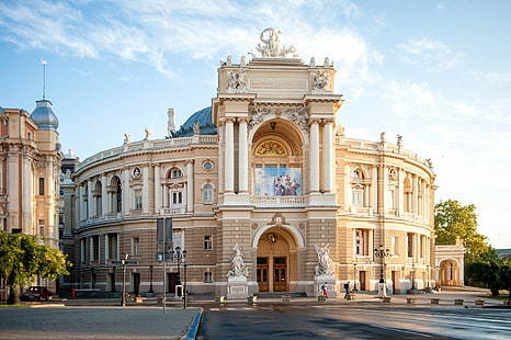 Buildings, Building, Architecture, Odessa, Sculpture, Ukraine, HD wallpaper HD wallpaper