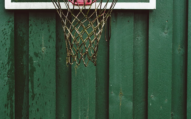бял и сив преносим баскетболен обръч, баскетболна мрежа, стена, пръстен, HD тапет