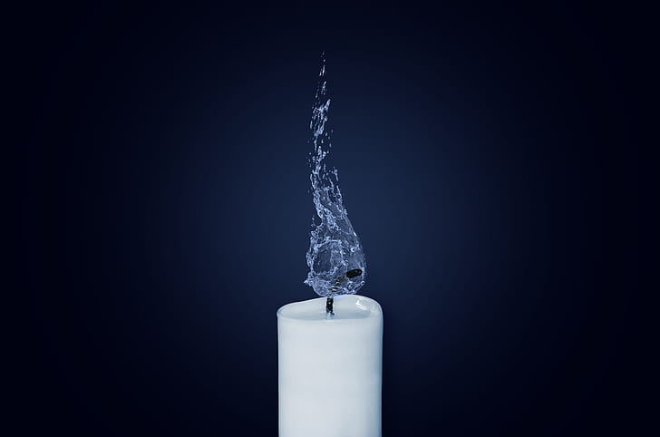 candle, water, flame, illustration, hd, photoshop, 4k, 5k, HD wallpaper