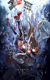 여자 애니메이션 캐릭터, 간 타이 컬렉션, 야마토 (칸 콜레), HD 배경 화면 HD wallpaper