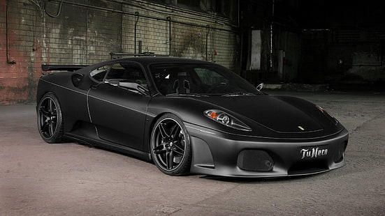 svart sportbil, Ferrari F430, bil, fordon, svarta bilar, HD tapet HD wallpaper