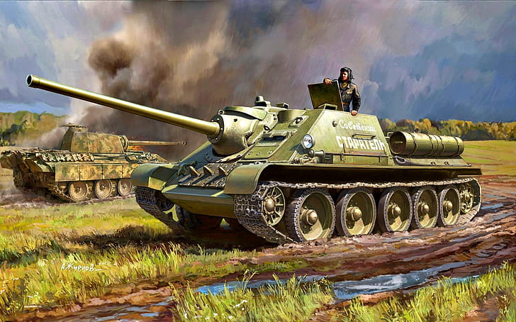 Tank, SAU, The red army, Su-85, Average, WWII, Pz.V Panther, Eastern front, HD wallpaper