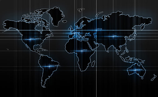 Dünya harita mavi, dünya harita illüstrasyon, seyahat, haritalar, HD masaüstü duvar kağıdı HD wallpaper