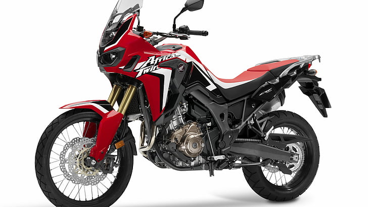 black and red Africa Twin motorcycle with white background, Honda CRF1000 Africa Twin, HD wallpaper