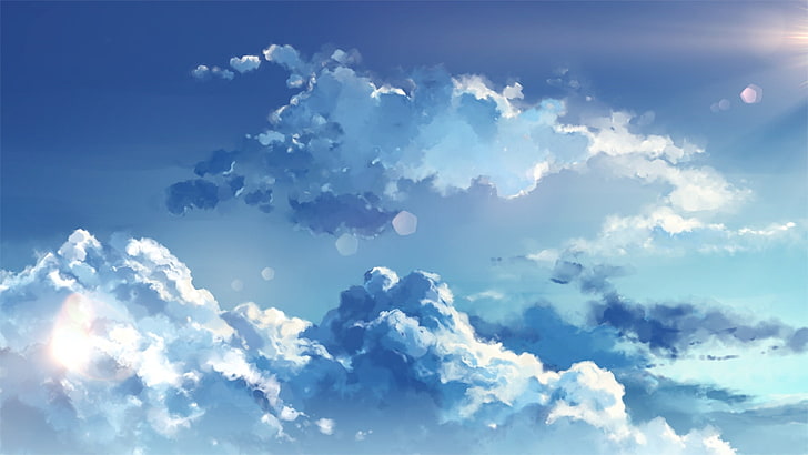 аниме облака, небо, аниме, HD обои