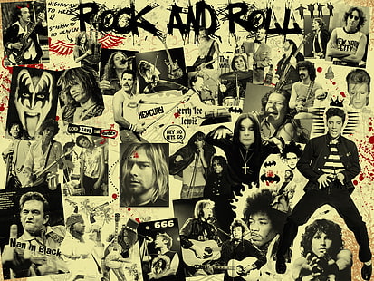 assorted sticker lot, music, black, musicians, rockers, Rock and Roll, HD wallpaper HD wallpaper