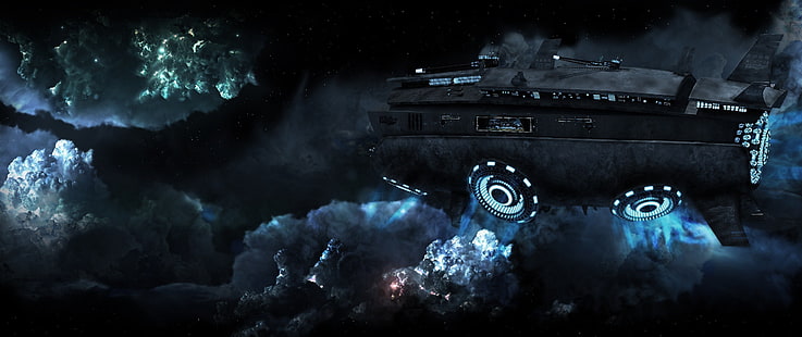 graue und schwarze Raumschiffillustration, Raumschiff, Science Fiction, HD-Hintergrundbild HD wallpaper