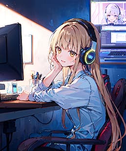 Otonari no Tenshi-sama, Shiina Mahiru, dziewczyny z anime, grafika AI, blondynka, Tapety HD HD wallpaper