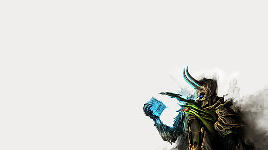 Loki Thor White Tesseract HD ، رسم وحش الشيطان باللونين الأسود والأخضر ، رسوم متحركة / فكاهي ، أبيض ، ثور ، لوكي ، تسراكت، خلفية HD HD wallpaper