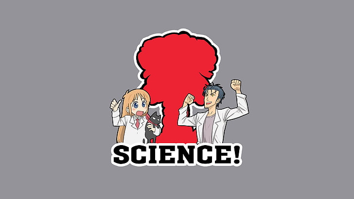clip art science, anime, Nichijou, Shinonome Hakase, Steins; porte, Okabe Rintarou, science, filles de l'anime, chat, garçons de l'anime, Fond d'écran HD