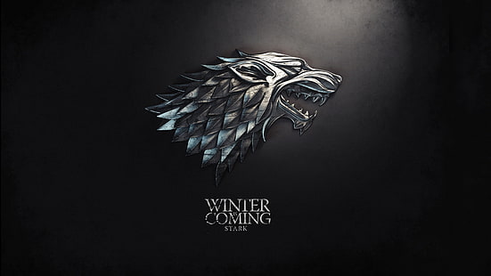 Game of Thrones Stark Winter Coming papel de parede digital, lobo, a série, brasão, lema, As Crônicas de Gelo e Fogo, O inverno está chegando, Game of Thrones, Stark, HD papel de parede HD wallpaper