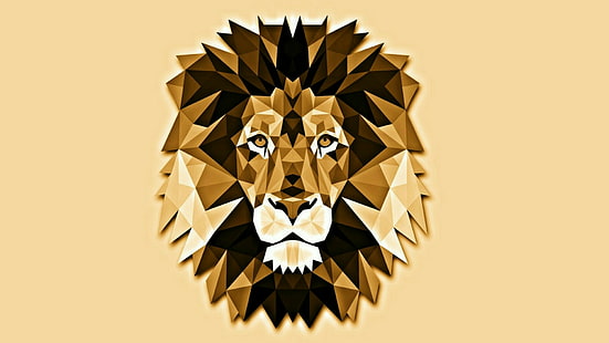 лъв, изкуство, глава, дизайн, графика, ниско поли, животно, HD тапет HD wallpaper