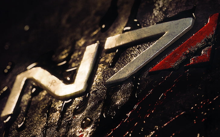شعار Mass Effect N7 الفضي ، N7 ، Mass Effect ، ألعاب الفيديو ، الفن الرقمي، خلفية HD