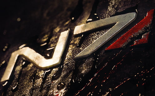 emblème argent Mass Effect N7, N7, Mass Effect, jeux vidéo, art numérique, Fond d'écran HD HD wallpaper