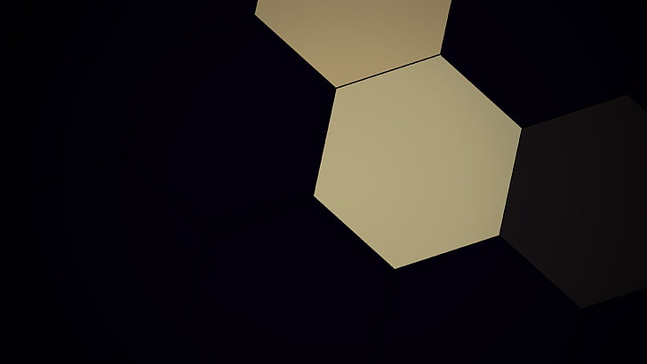 бяла и черна дървена маса, абстрактно, шестоъгълник, минимализъм, HD тапет