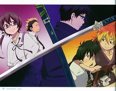 Exorcista Azul, Okumura Yukio, Okumura Rin, Kirigakure Shura, Suguro Ryuji, HD papel de parede HD wallpaper