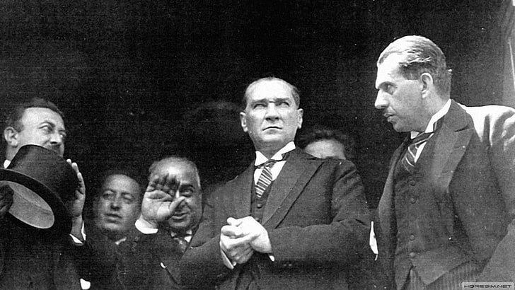 Mustafa Kemal Atatürk, Mustafa Kemal Atatürk, vintage, historisk, svartvit, HD tapet