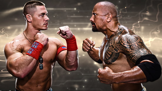 The Rock und John Cena, Rock, Dwayne Johnson, WWE, The Rock, John Cena, HD-Hintergrundbild HD wallpaper