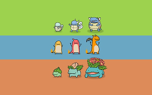 Ilustraciones de monstruos Pokémon, Pokémon, Pokémon Primera Generación, minimalismo, videojuegos, Fondo de pantalla HD HD wallpaper