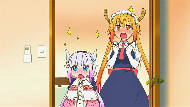 Anime, Miss Kobayashi's Dragon Maid, Kanna Kamui, Tohru (Miss Kobayashi's Dragon Maid), HD wallpaper