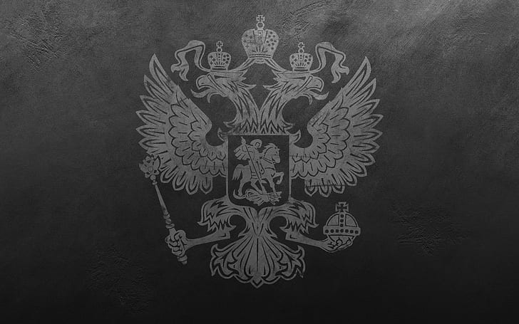 رمادي ، جدار ، خدوش ، شعار النبالة ، روسيا ، نسر برأسين ، شعار نبالة روسيا، خلفية HD