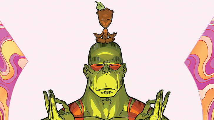 Comic Baby Groot und Drax der Zerstörer, HD-Hintergrundbild