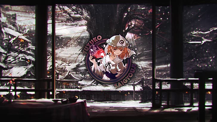 Saigyouji Yuyuko, Touhou, blurred, chromatic aberration, HD wallpaper