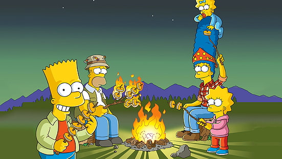 Die Simpsons, Bart Simpson, Homer Simpson, Lisa Simpson, Maggie Simpson, Marge Simpson, HD-Hintergrundbild HD wallpaper