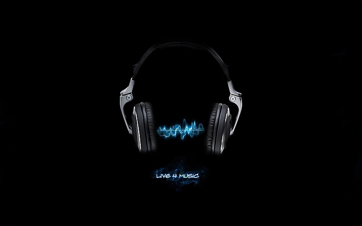 headphone abu-abu dan hitam, Headphone, Life for music, Wallpaper HD