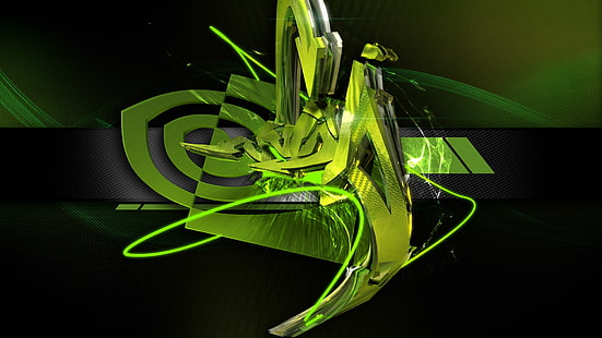 شعار Nvidia GeForce ، nvidia ، جرافيتي ، أخضر ، أسود ، خطوط، خلفية HD HD wallpaper