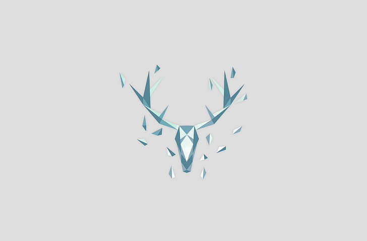 Deer, blue animal geometrical wallpaper, Aero, Vector Art, polygons, deer, triangles, blue, HD wallpaper