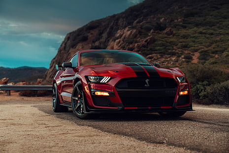 Ford, Ford Mustang Shelby GT500, bil, Ford Mustang, Ford Mustang Shelby, muskelbil, röd bil, fordon, HD tapet HD wallpaper