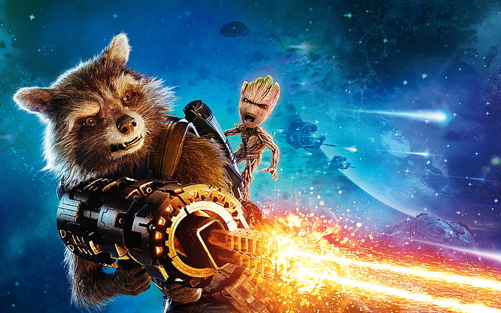 guardians of the galaxy vol. 2, grook, rocket raccoon, Movies, HD wallpaper