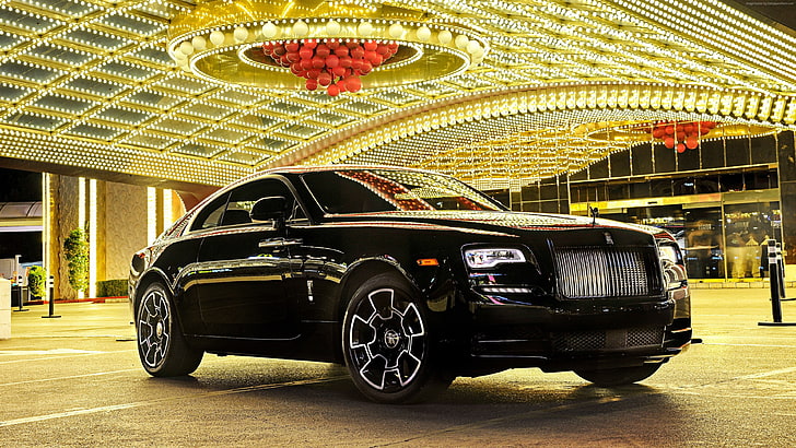 Paris Auto Show 2016, Rolls-Royce Wraith, schwarzes Abzeichen, Luxusautos, HD-Hintergrundbild