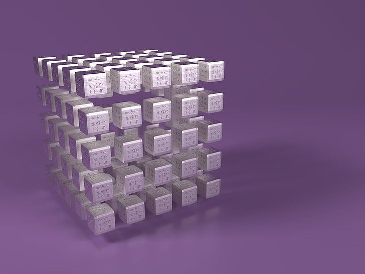 серые кубики, куб, размер, поверхность, металл, HD обои