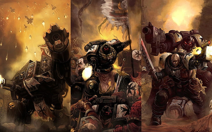 Warhammer 40000, Soldados, Bandera, Batalla, Fondo de pantalla HD